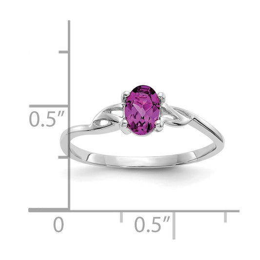 14k White Gold 6x4 Oval Rhodolite Garnet Birthstone Ring