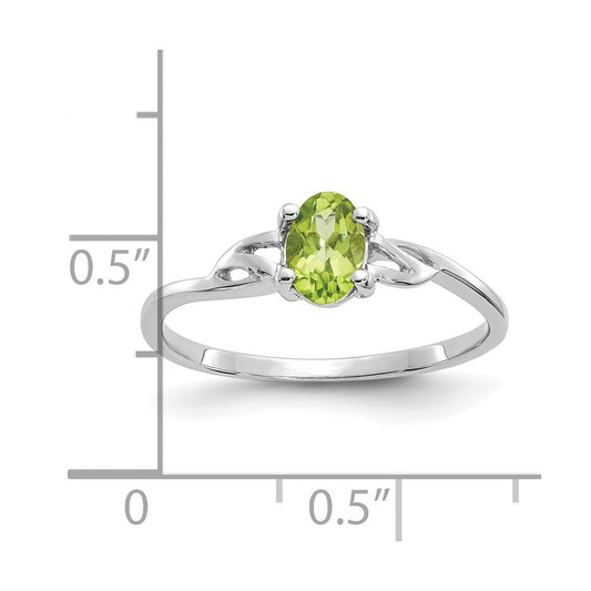 14k White Gold 6x4 Oval Peridot Birthstone Ring