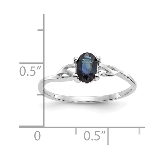 14k White Gold 6x4 Oval Sapphire Birthstone Ring