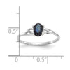 14k White Gold 6x4 Oval Sapphire Birthstone Ring