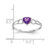 Genuine Birthstone Heart Ring — (02) February