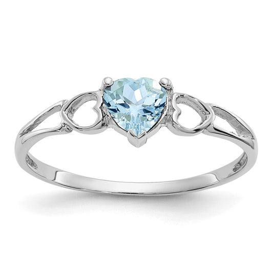 Genuine Birthstone Heart Ring — (03) March