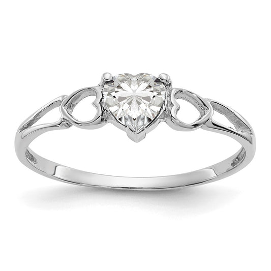 Genuine Birthstone Heart Ring — (04) April