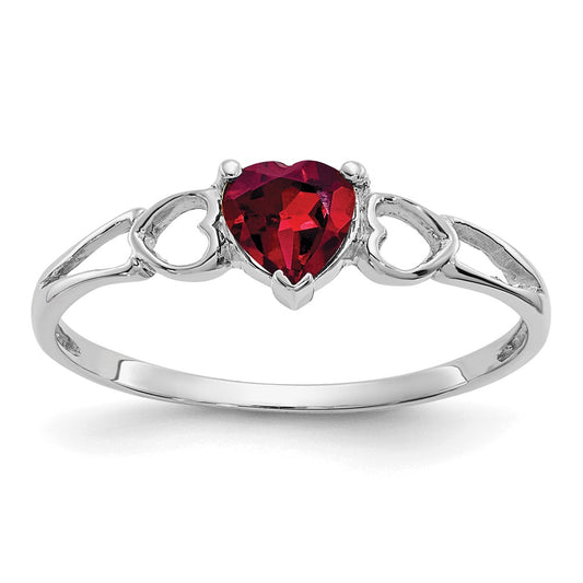 Genuine Birthstone Heart Ring — (01) January