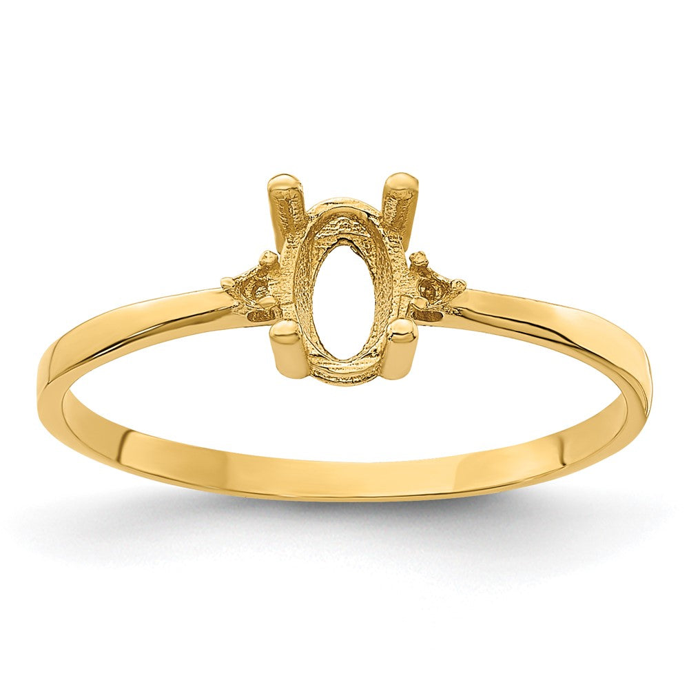 14k Diamond and 6x4 Oval Birthstone Ring Mounting