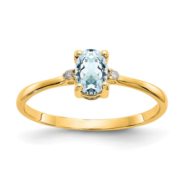 Diamond & Gemstone Birthstone Ring — Aquamarine