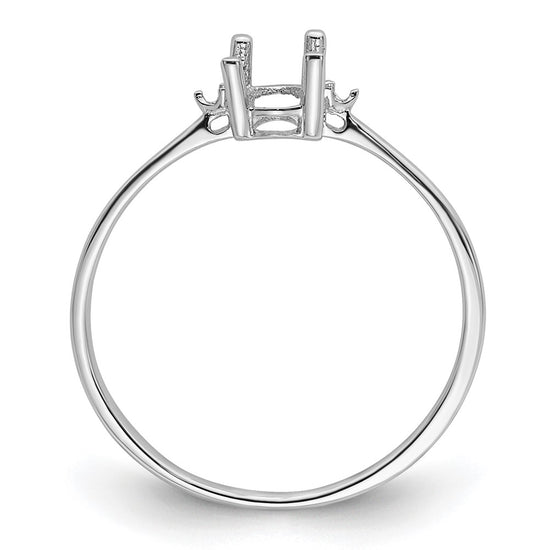14k White Gold Diamond and 6x4 Oval Birthstone Ring Mounting