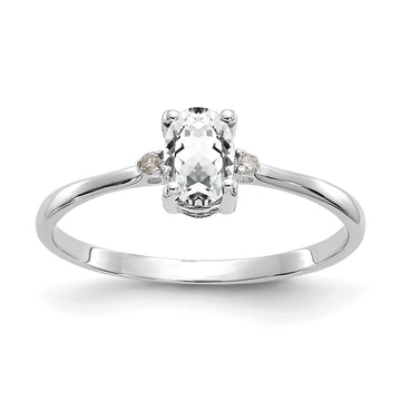 Diamond & Gemstone Birthstone Ring — Topaz (White)