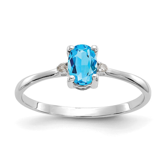 Diamond & Gemstone Birthstone Ring — Topaz (Swiss Blue)