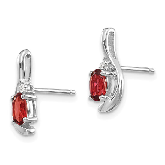 Oval Gemstone and Diamond Post Earrings