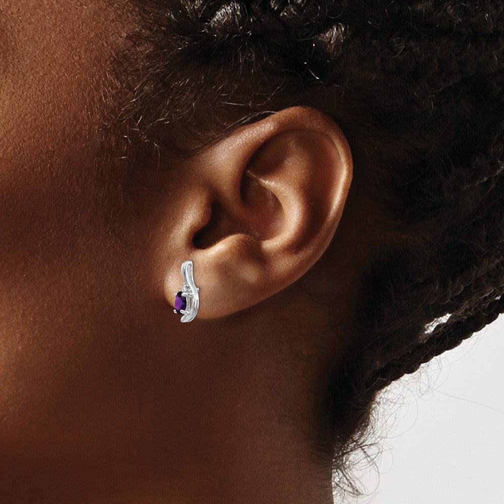 Oval Gemstone and Diamond Post Earrings