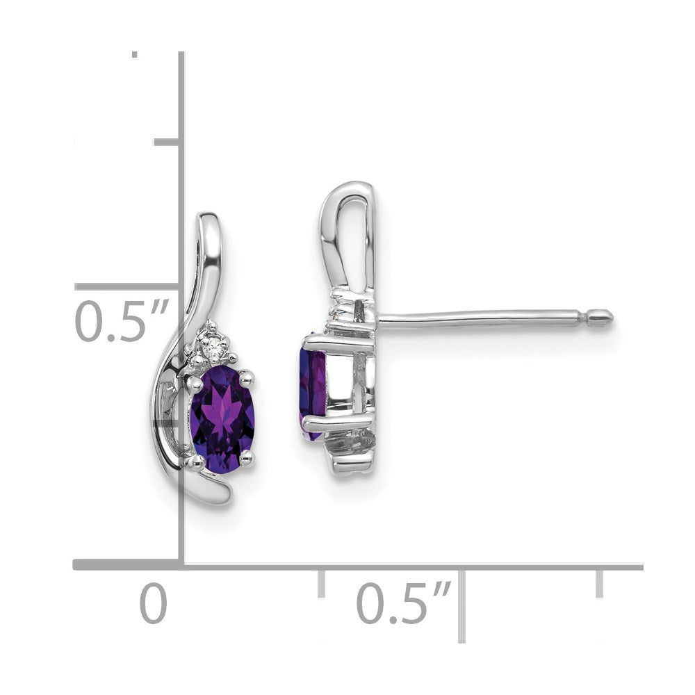 Oval Gemstone and Diamond Post Earrings