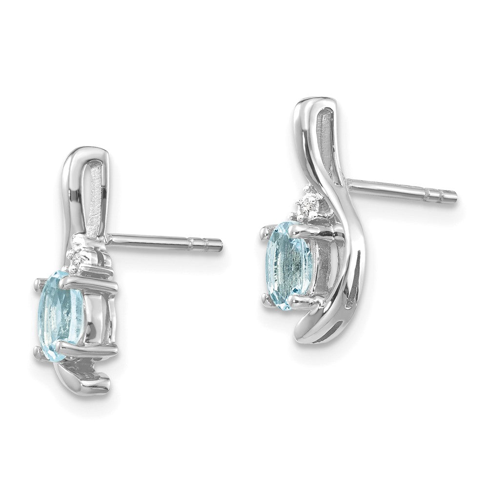 Oval Gemstone and Diamond Post Earrings