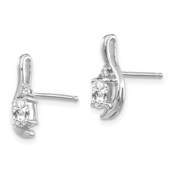 Oval Gemstone and Diamond Post Earrings