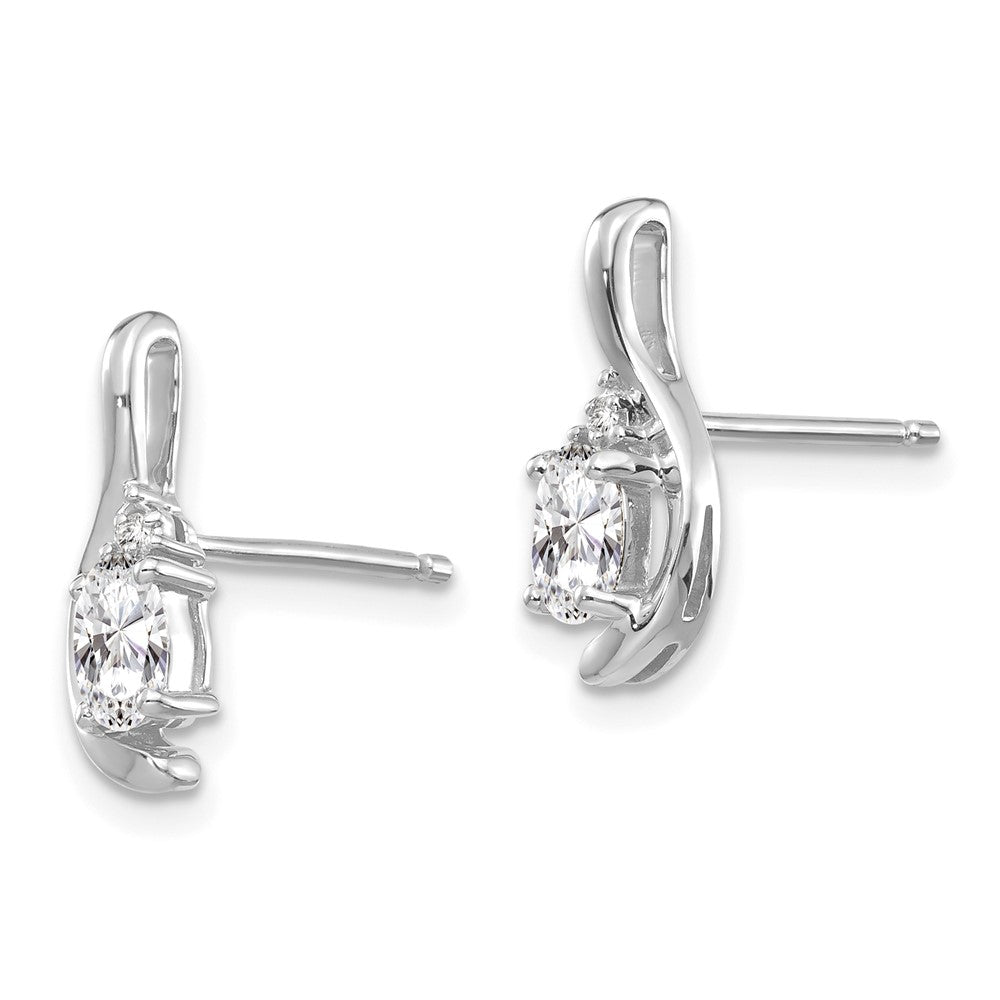Oval Gemstone and Diamond Post Earrings