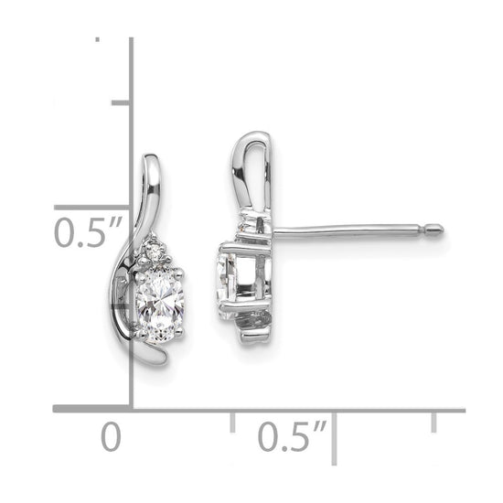 Oval Gemstone and Diamond Post Earrings