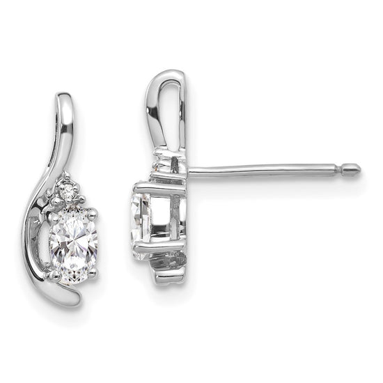 Oval Gemstone and Diamond Post Earrings