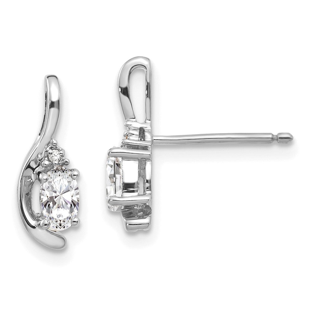 Oval Gemstone and Diamond Post Earrings