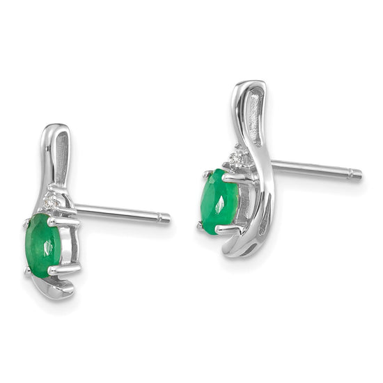 Oval Gemstone and Diamond Post Earrings