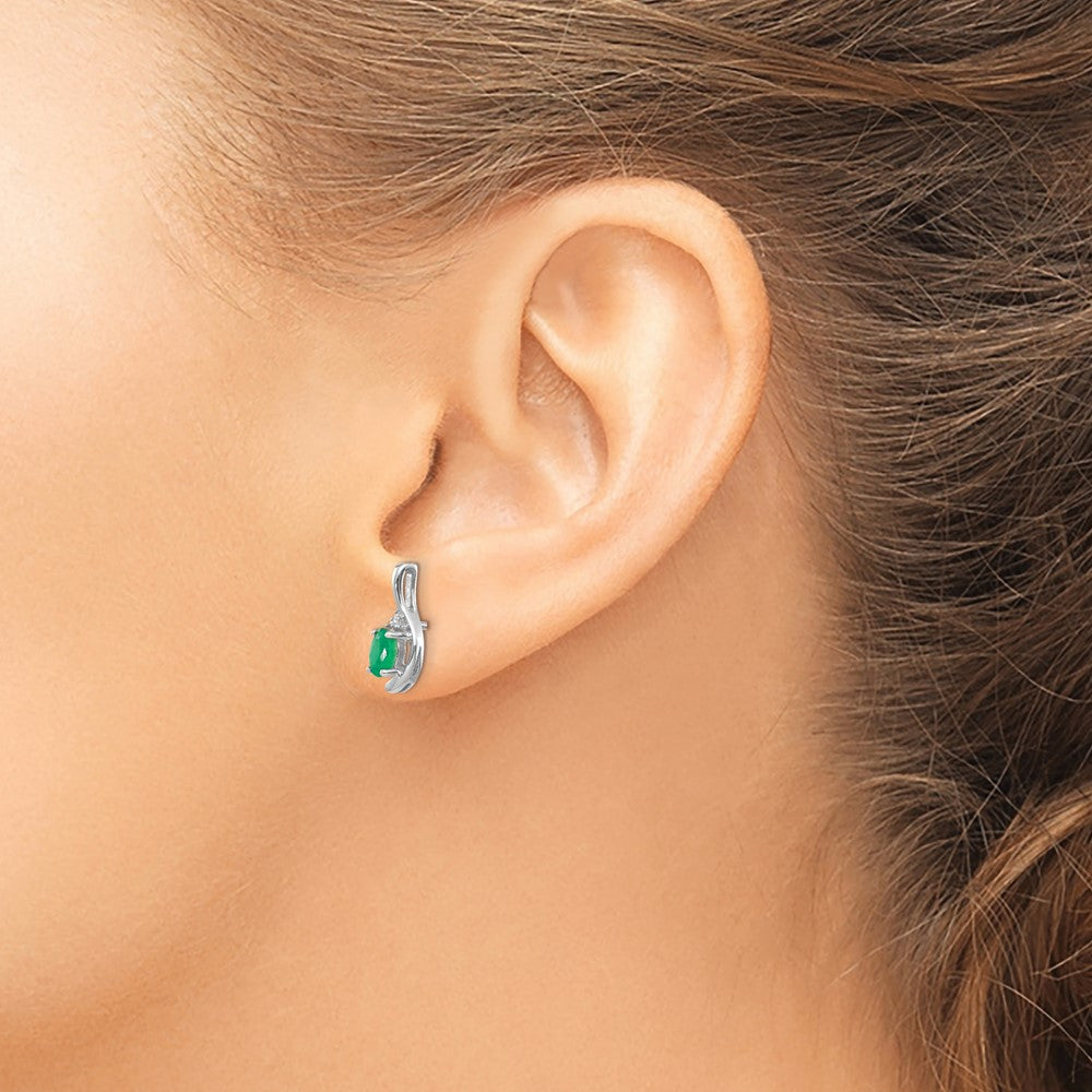Oval Gemstone and Diamond Post Earrings