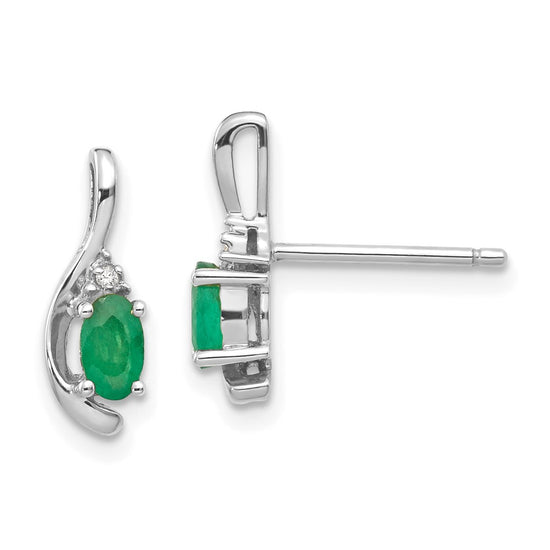 Oval Gemstone and Diamond Post Earrings
