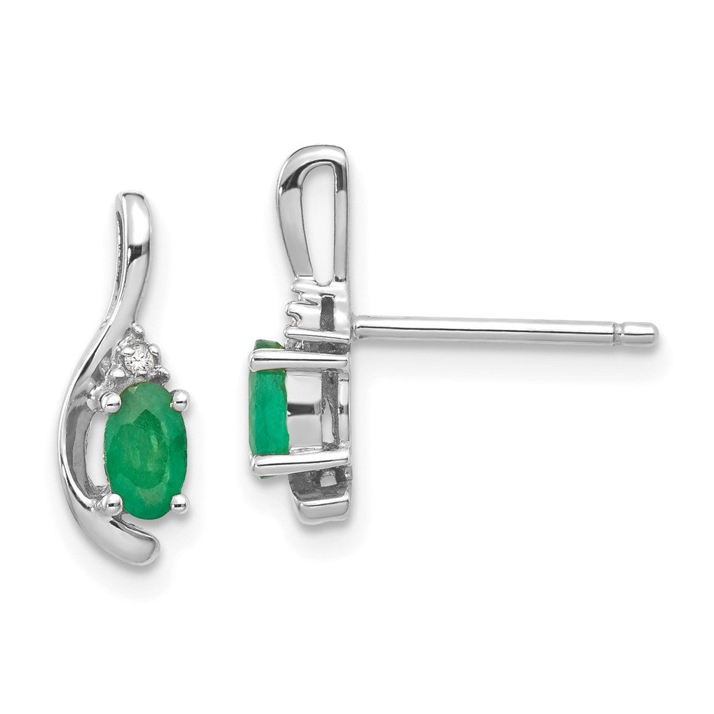 Oval Gemstone and Diamond Post Earrings