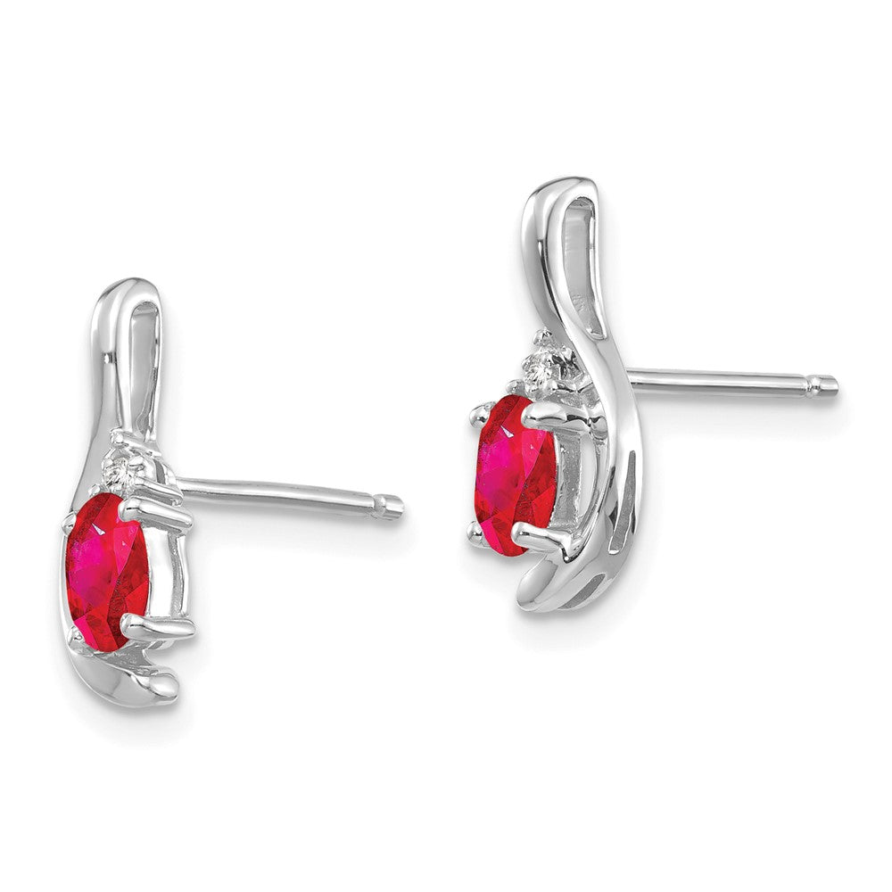 Oval Gemstone and Diamond Post Earrings