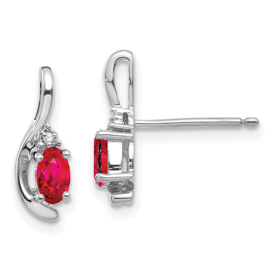 Oval Gemstone and Diamond Post Earrings