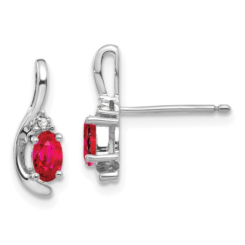 Oval Gemstone and Diamond Post Earrings