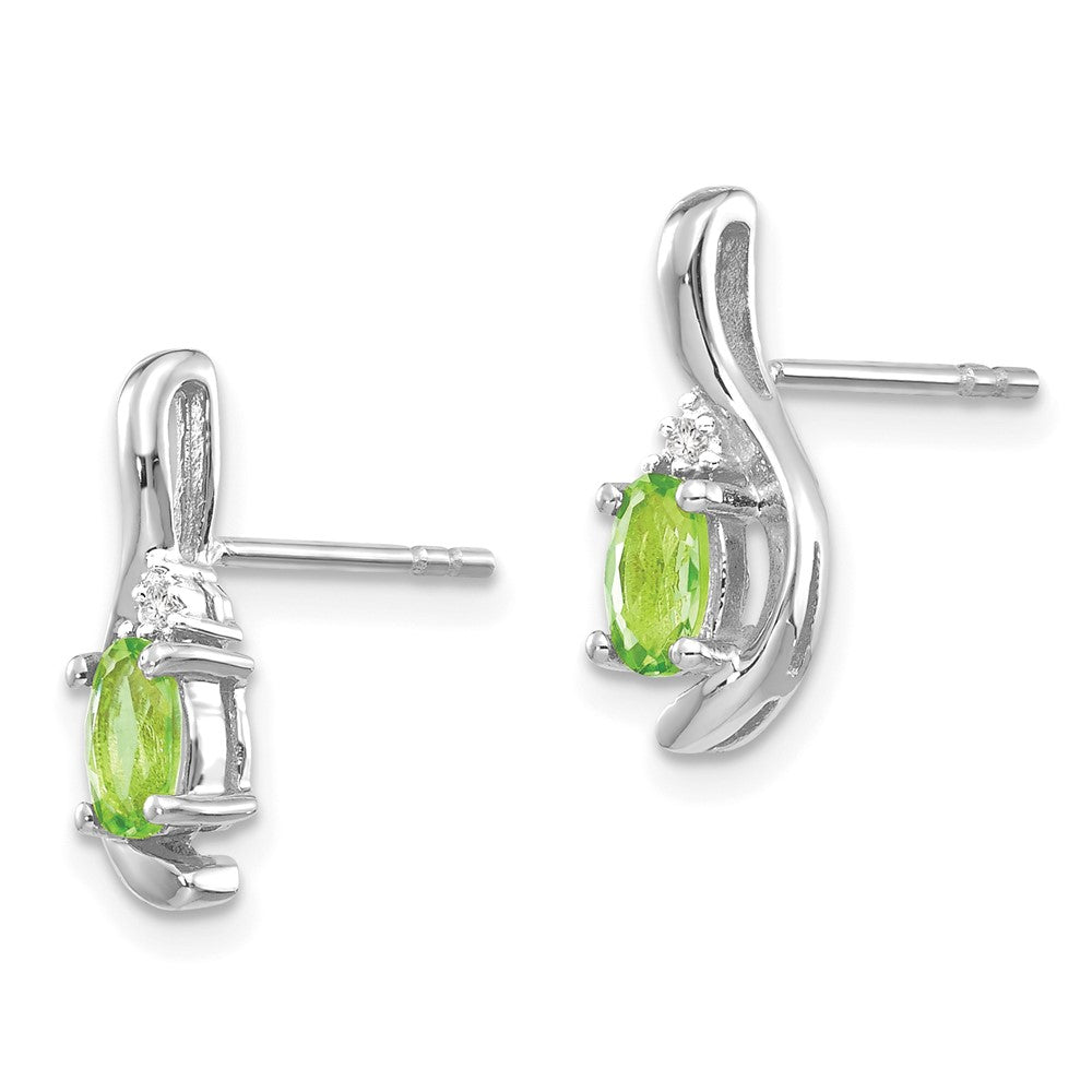 Oval Gemstone and Diamond Post Earrings