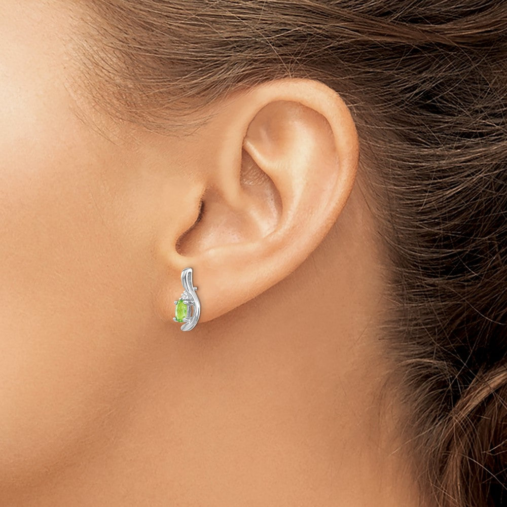 Oval Gemstone and Diamond Post Earrings