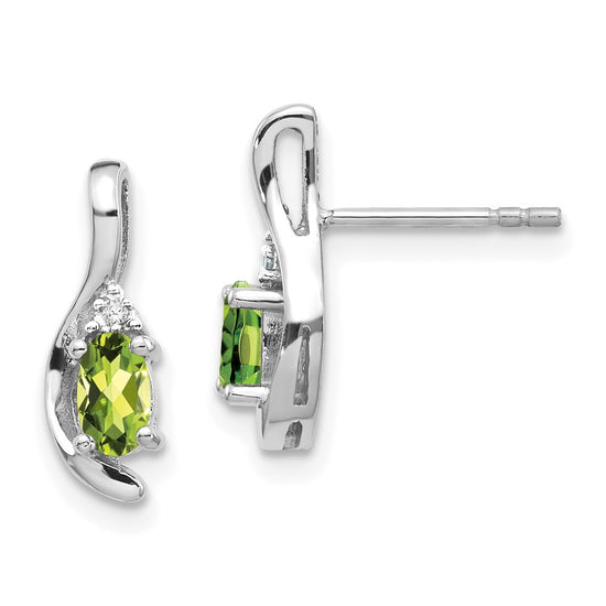 Oval Gemstone and Diamond Post Earrings