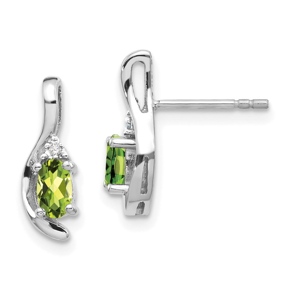 Oval Gemstone and Diamond Post Earrings