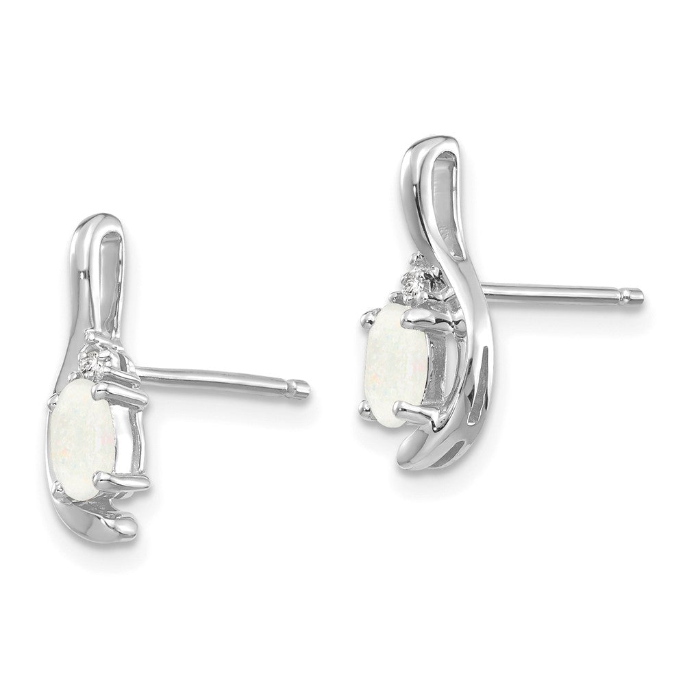 Oval Gemstone and Diamond Post Earrings