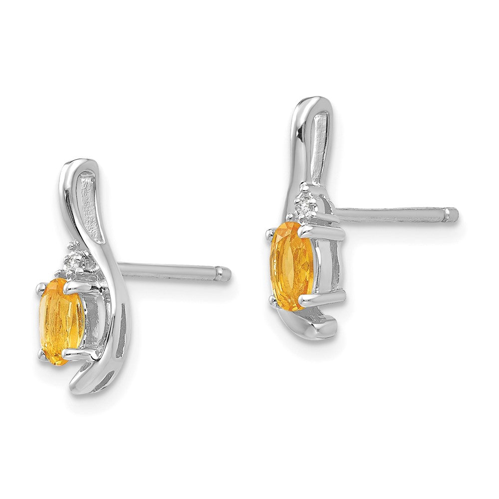 Oval Gemstone and Diamond Post Earrings