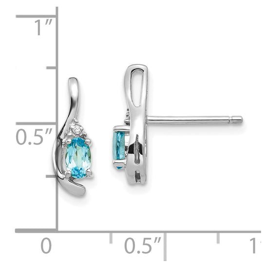 Oval Gemstone and Diamond Post Earrings