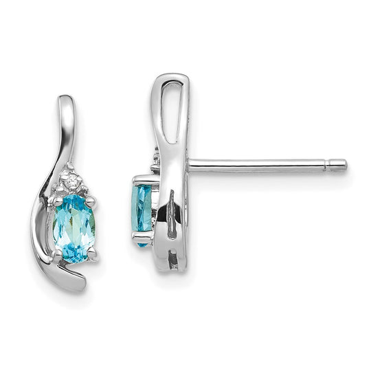 Oval Gemstone and Diamond Post Earrings