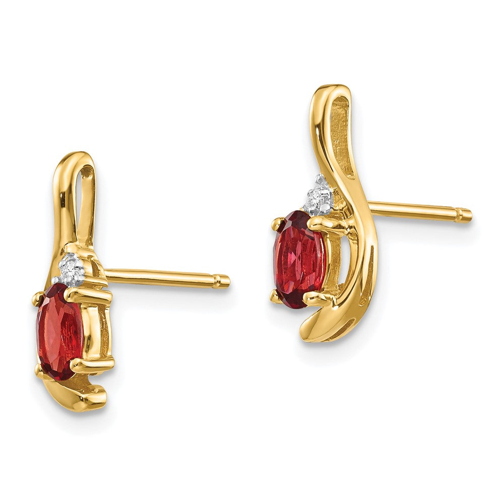 Oval Gemstone and Diamond Post Earrings