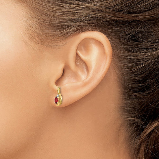 Oval Gemstone and Diamond Post Earrings