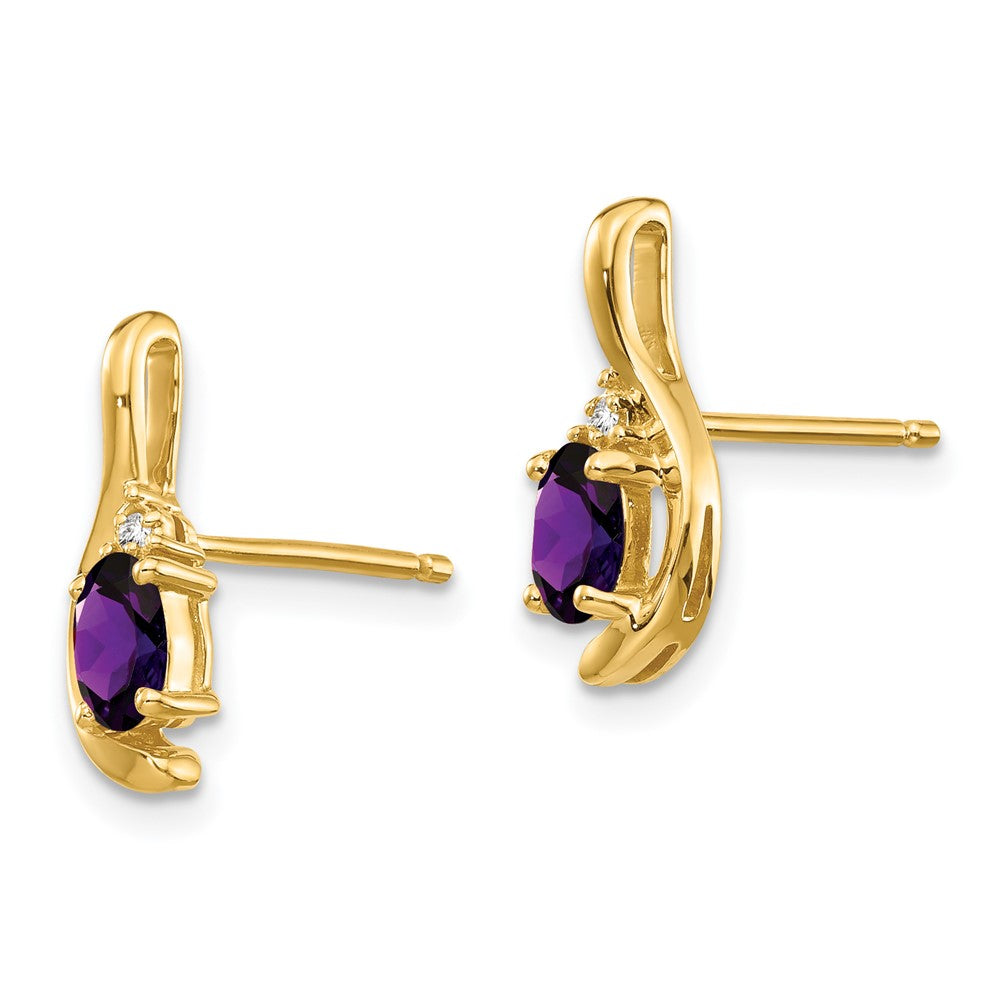 Oval Gemstone and Diamond Post Earrings