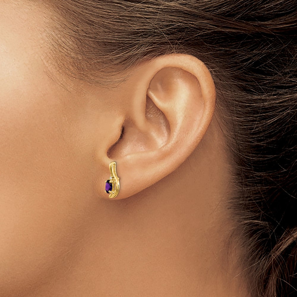 Oval Gemstone and Diamond Post Earrings