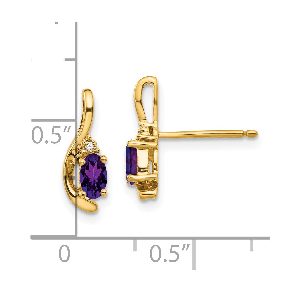 Oval Gemstone and Diamond Post Earrings