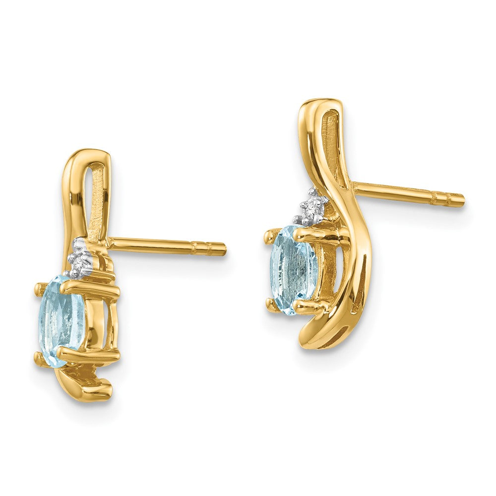Oval Gemstone and Diamond Post Earrings