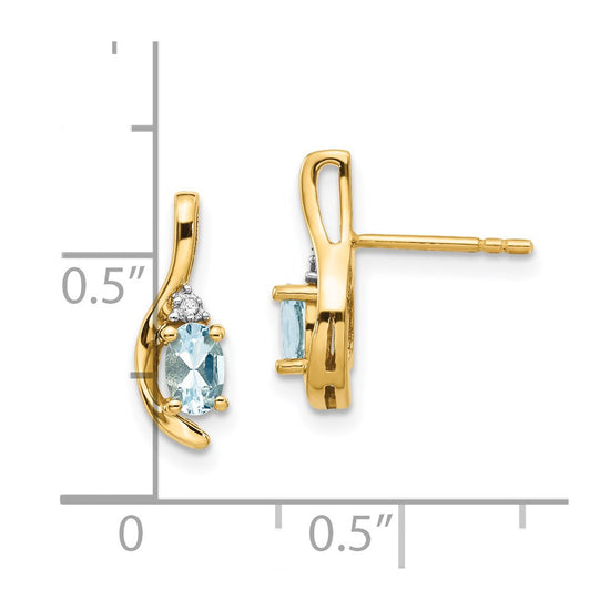 Oval Gemstone and Diamond Post Earrings