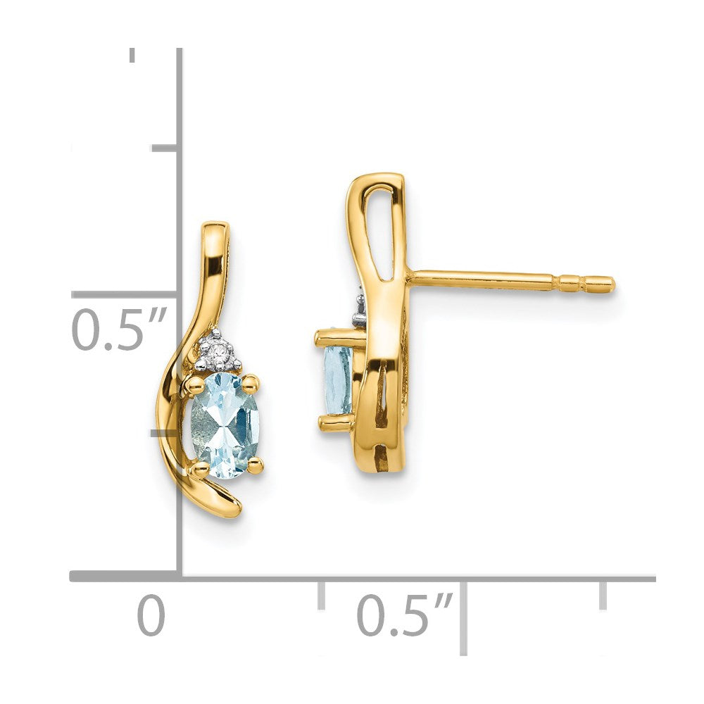 Oval Gemstone and Diamond Post Earrings