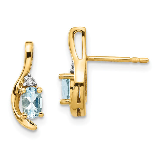 Oval Gemstone and Diamond Post Earrings