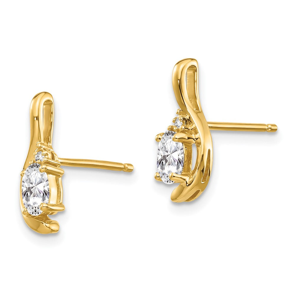 Oval Gemstone and Diamond Post Earrings