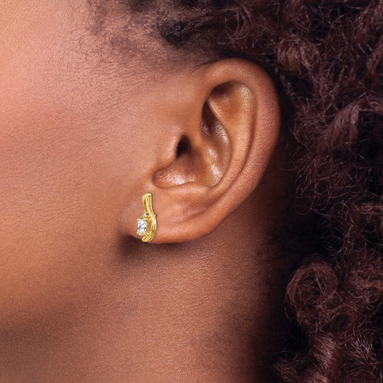 Oval Gemstone and Diamond Post Earrings
