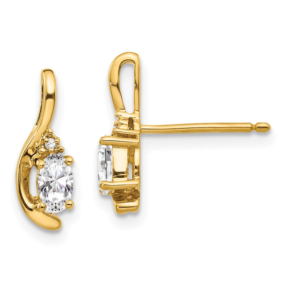 Oval Gemstone and Diamond Post Earrings