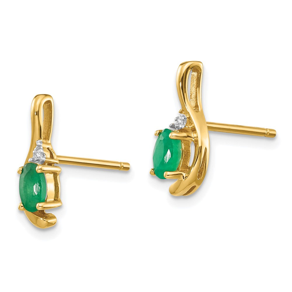 Oval Gemstone and Diamond Post Earrings